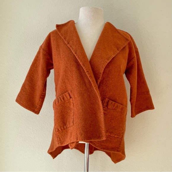 Eskandar Sweater Womens Burnt Orange Wool Cashmere Scottish Boxy Marled - Picture 1 of 12